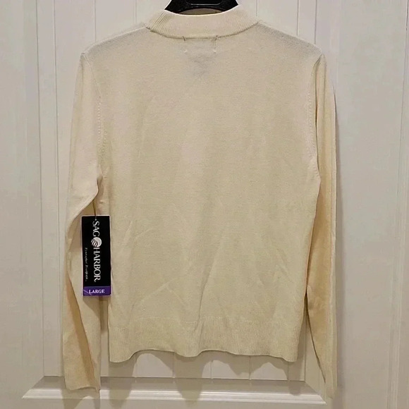 Sag Harbor Lightweight Cream Sweater Size Large - Picture 4 of 6